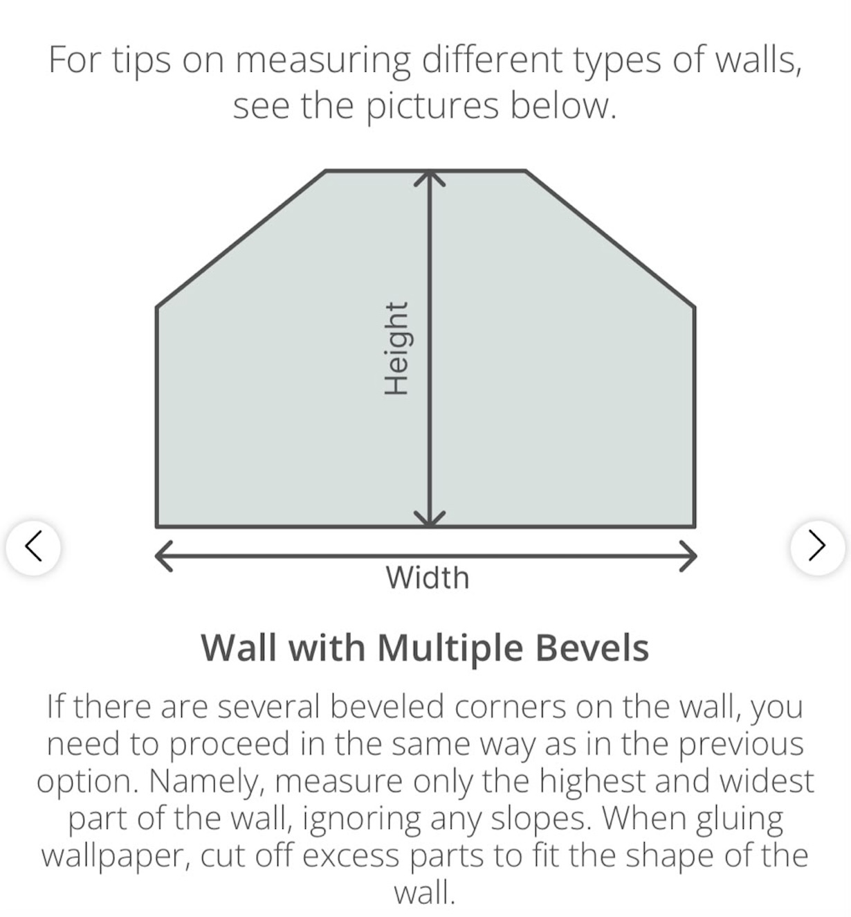 Wall with Multiple Bevels measurement guide